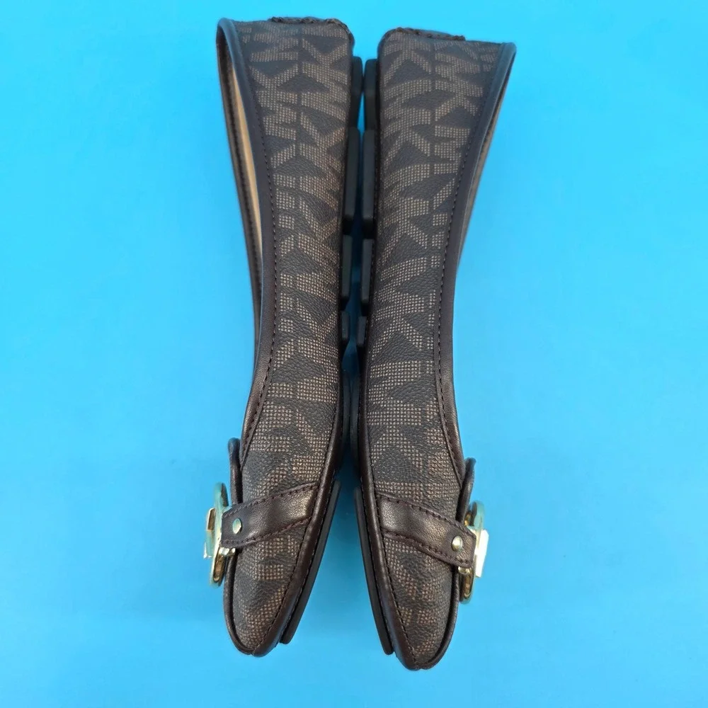 Michael Michael Kors Fulton Moc Brown Signature Logo‎ Flats 9.5M ME18L